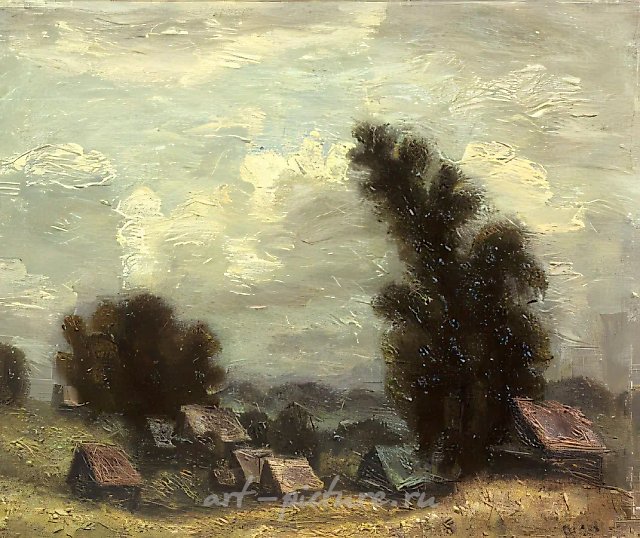 House and Sky, 1990, canvas, oil, 130x130. Author`s property