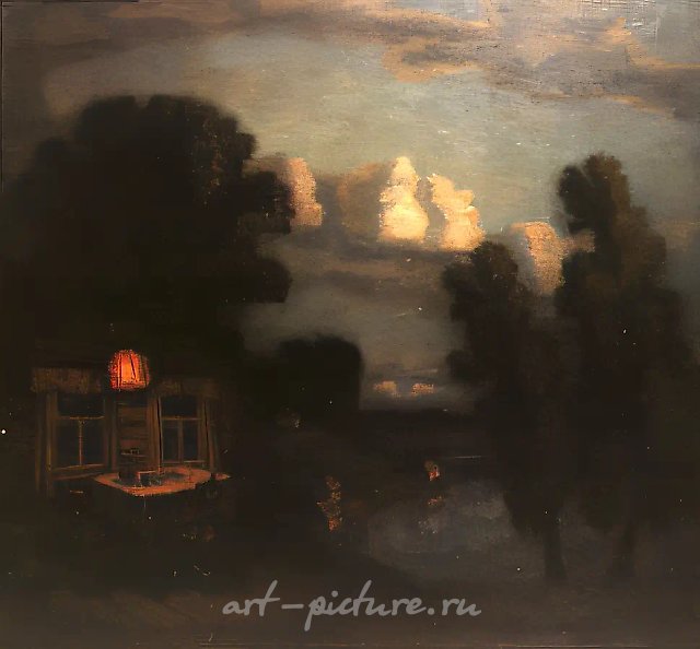 Interior in an Evening Landscape, 1989, canvas, oil, 130x130. Property of the Ministry of Culture of Russia