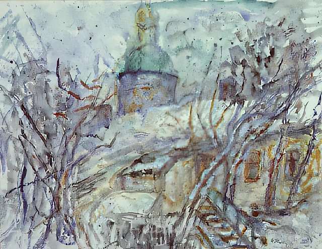 Церковь Ильи Обыденного, 1983, бумага, акварель, 55x77. Собственность галереи СТАНБЕТ, Москва