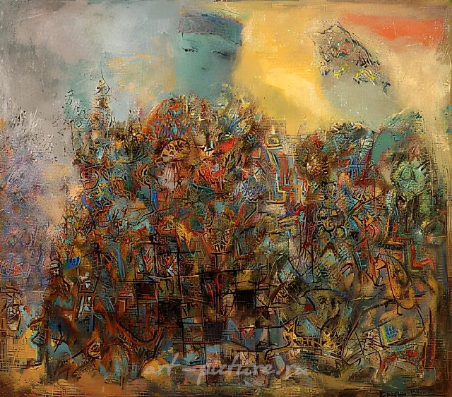 Игра в нарды, 1992, холст, масло, 100х120