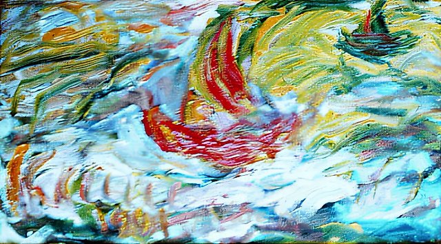 Boat, 1992, orgalith, oil, 41x68. Property of «Arta» Gallery. $500