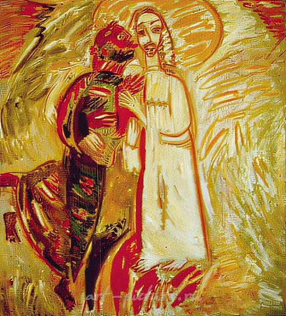 犹大之吻，1992年，布面油画，150×140 厘米，“阿尔塔”画廊藏品，售价5000美元