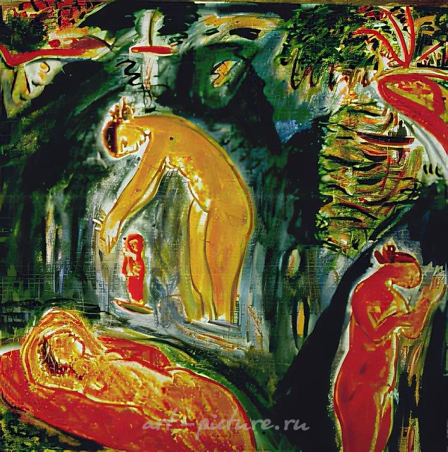 蓝色海滩，1992年，布面油画，90x90厘米，"阿尔塔"画廊藏品，售价2000美元