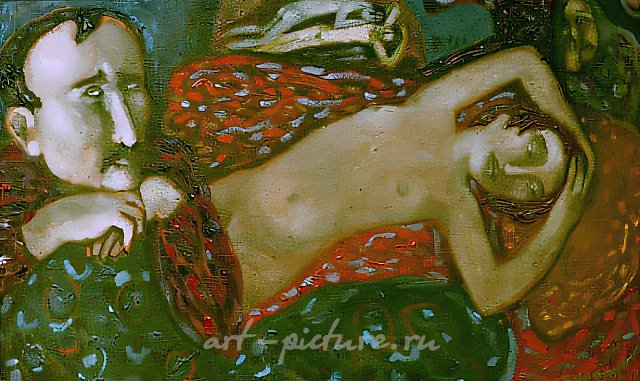 Лолита (спящая), 1992, оргалит, масло, 62х96 Собственность галереи "Арта".$ 1000