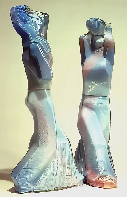 На заре, на зорьке, 1978, стекло, выдувание в форму, склейка, высота 61, 59 Собственность Государственного музея керамики и усадьбы "Кусково" XVIII в. Москва