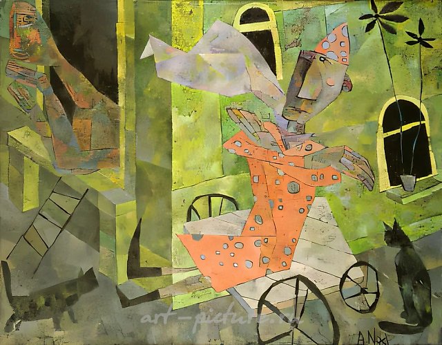 На свидание, 1996, холст, масло, 120х150