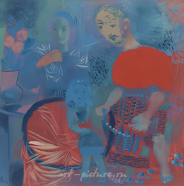 渔夫的家庭，1990年，油画，100×100，作者自藏