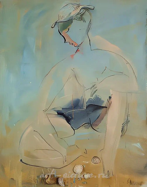 Мальчик с ракушками, 1991, холст, масло, ассамбляж, 95х75