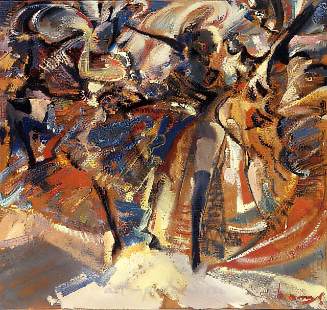 Канкан, 1990, холст, масло, 80х84,5 Собственность галереи "Московская палитра".Москва