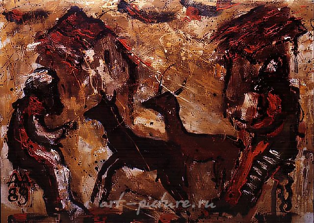 Любители животных, 1989, масло на холсте, 85x120. Собственность галереи «Московская палитра»
