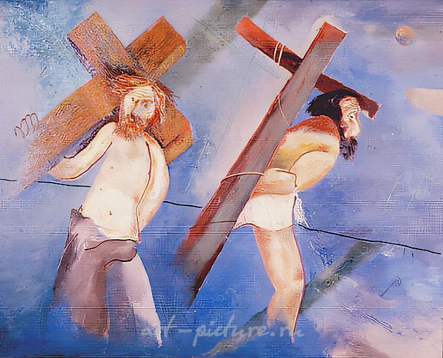 Carrying the Cross, 1973, canvas, oil, 120x150 Author`s property