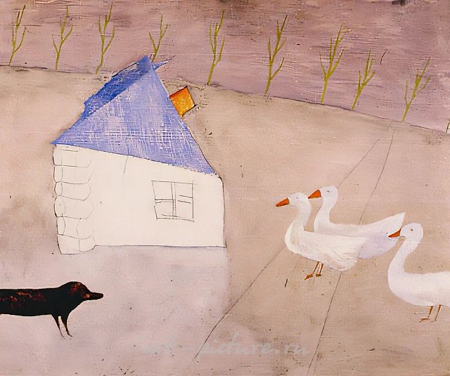 Синяя крыша, 1977, оргалит, масло, 86x105. Собственность автора
