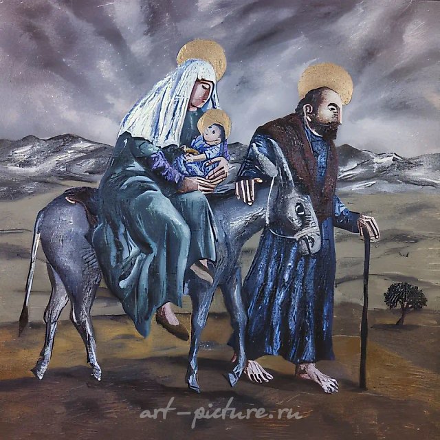 Бегство в Египет, 1992, холст, масло, 150х150 Находится в частном собрании в Москве