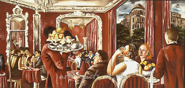 Красный ресторан, 1986, холст, масло, 110х230 Находится в частном собрании в Нью-Йорке