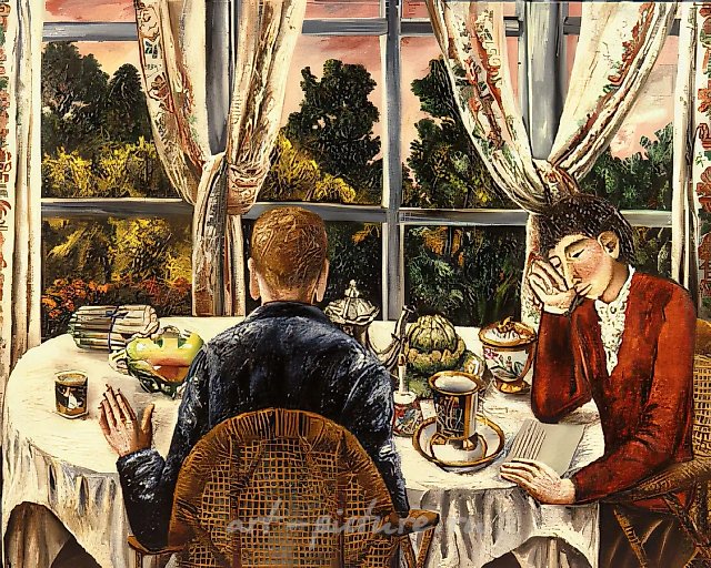 Терраса, вечер, 1986, холст, масло, 120х140 Находится в частном собрании в Германии