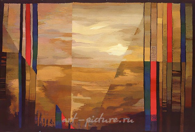 The Yellow planet, 1992, hand-weaving, wool, flax, 76x114 Author`s property