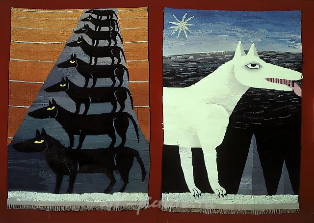 Большое нашествие (диптих), 1990, ручное ткачество, гобелен, 118x170. Собственность автора