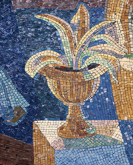 Мифы Древней Греции (фрагмент), 1991, мозаика, прямой набор, 250х1950 (общ. разм.) Находится в Российском детском центре "Орленок", Краснодарский край