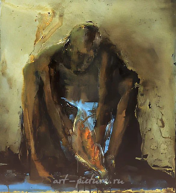 Рыбак, 1992, холст, масло, 100x110 Собственность автора