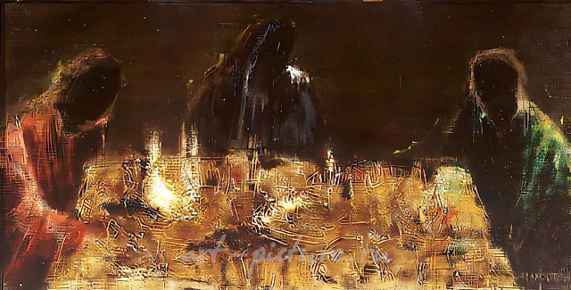 Пир, 1992, холст, масло, 50х100 Собственность автора