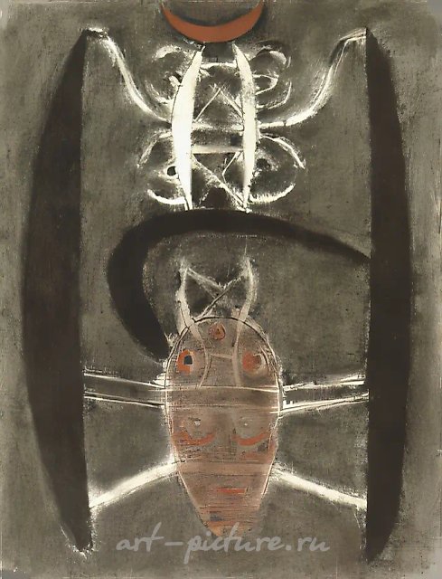 Письмена древней Сибири, 1990, бумага, уголь, сангина, 63х49