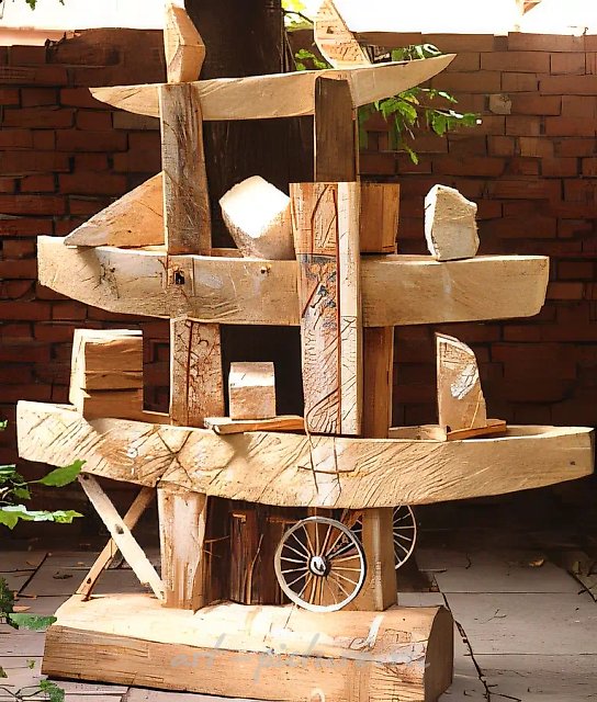 Ark, 1991, painted wood, metal, 190x150x60 Property of "Art Marceting 2" gallery. Moscow.