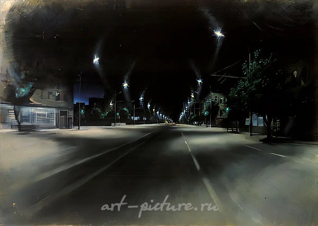 Ночная Москва, 1975, холст, масло, 110x140. Собственность Дирекции выставок России