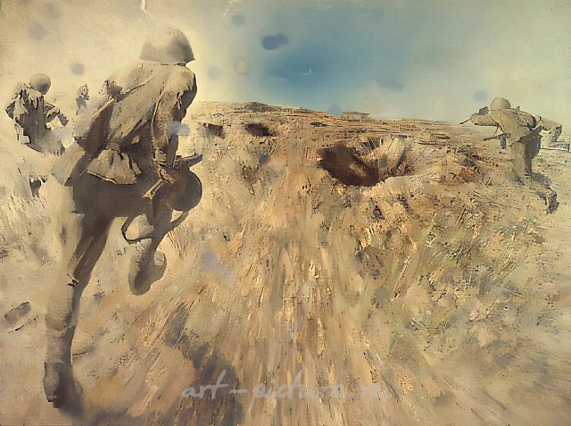 Атака, 1975, холст, масло, 135x180