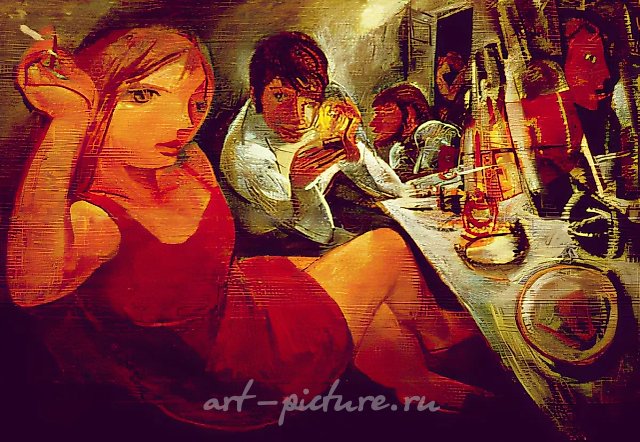 Вечеринка, 1971, холст, масло, 50x70. Коллекция Менжинского