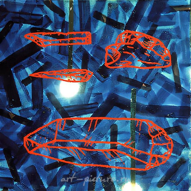 Синяя лягушка (диптих), 1991, холст, см. техника, 100х200 Коллекция банка "Московия"
