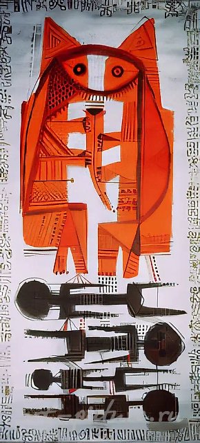 "Побратимы" - языческий славянский обряд, 1991, смешанная техника, холст, масло, воск, 90х180 Собственность автора