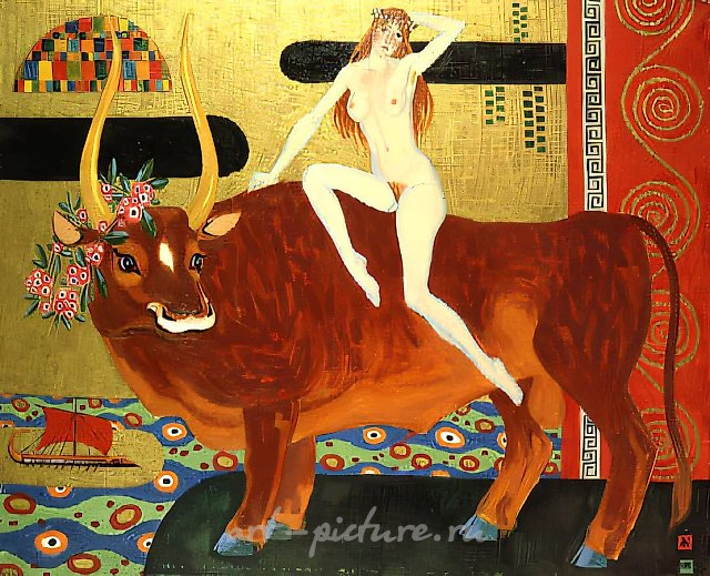 Похищение Европы, 1991, масло и золото на холсте, 80x100. Собственность автора