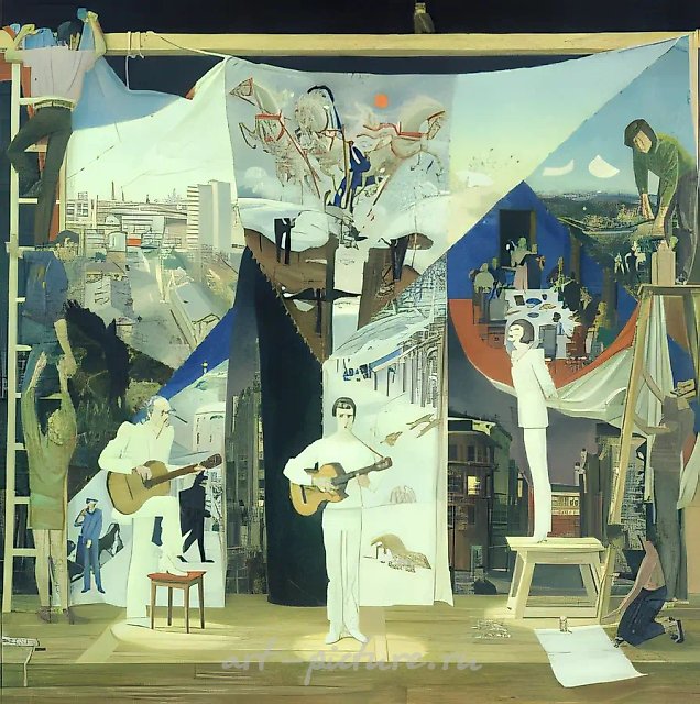 Московские поэты, 1985, холст, масло, 200х200 Собрание Союза художников России
