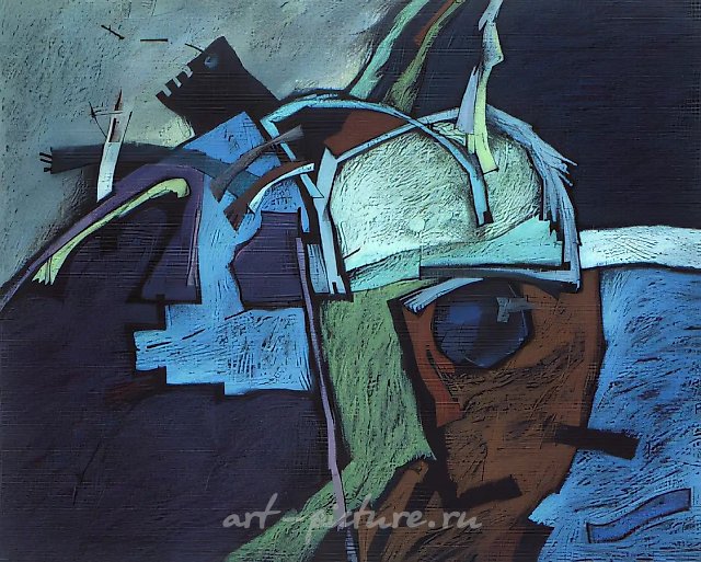 Portrait of a citizen, 1990, paper, oil pastel, 50x60 Private collection, Denmark