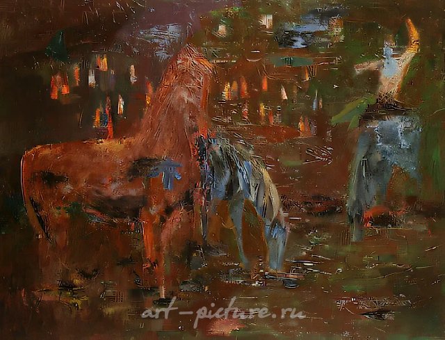 На скачках, 1979, холст, масло, 103х133. Собственность автора