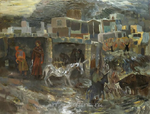 В горном ауле, 1979, холст, масло, 79х103. Собственность автора