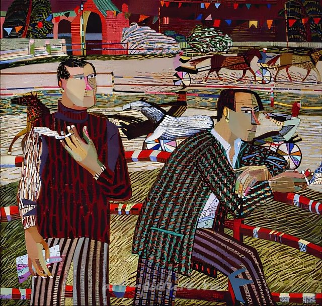 At the Races, 1993, canvas, oil, 120x125. Author`s property