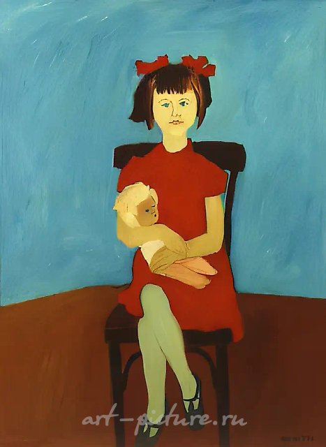 Девочка с куклой, 1988, оргалит, масло, 120х100 Собственность автора