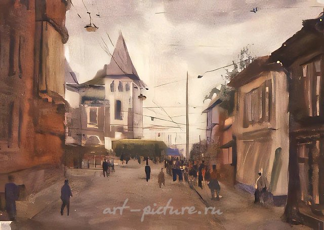 Yaroslavsky Railway Terminal, 1968, paper, water-colour, 71x98 Author`s property