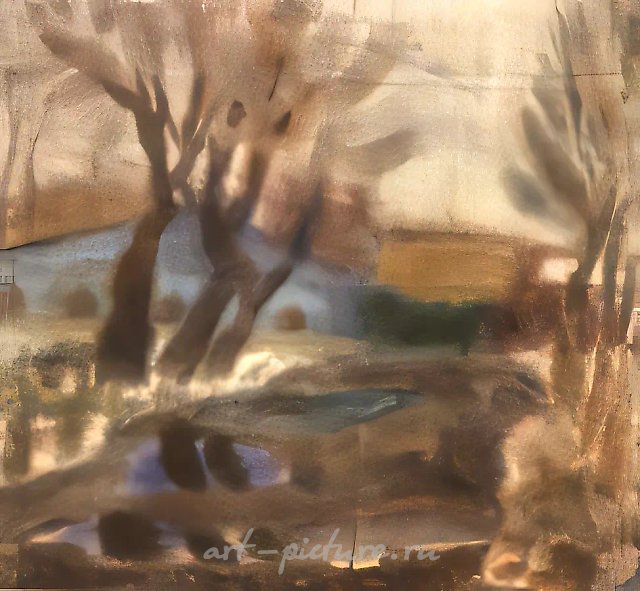 Первый снег, 1974, бумага, акварель, 95х104. Собственность автора