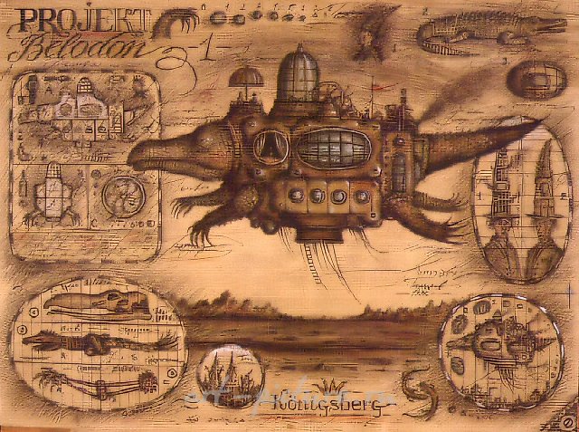 Проект «Белодон», 1992, бумага, уголь, соус, акварель, гуашь, тушь, 80х60. Калининградская художественная галерея