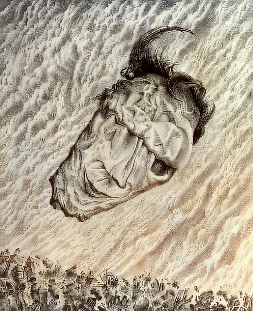 Bell of Alarm. From the Series "Warning" (Triptych), 1986, paper, etching, 60x50 Author`s property