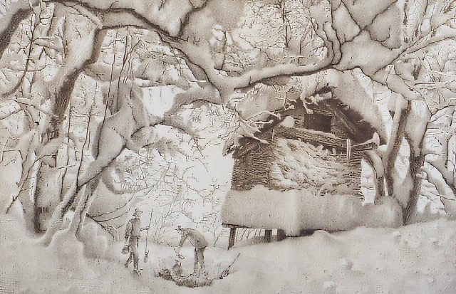 Зима в Имеретии. №3, 1987, бумага, офорт, 43х65. Собственность автора