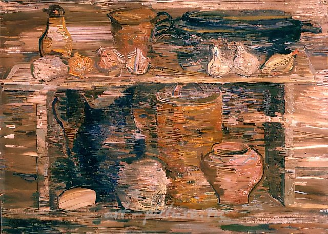 Овощи и предметы, 1978, картон, масло, 35х48. Собственность автора