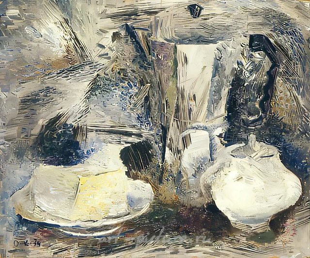 Натюрморт с сахарницей, 1974, картон, масло, 30х37. Собственность автора