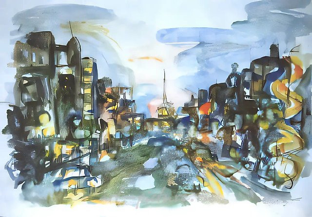 Санкт-Петербург, 1991, бумага, уголь, акварель, 50х70. Частная коллекция, Португалия