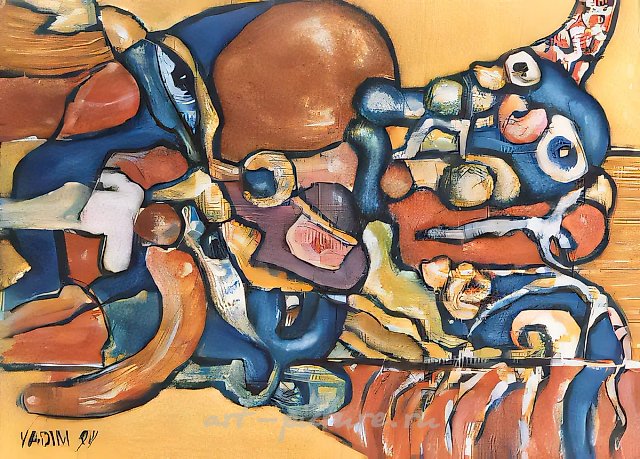 Ярмарка, 1994, акрил, масло, пастель, оргалит, 50х67. Собственность автора