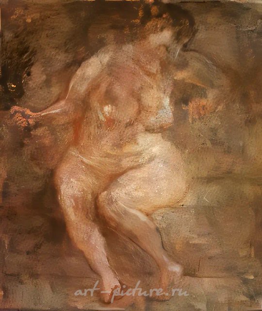 В бане, 1993, холст, масло, 58х51