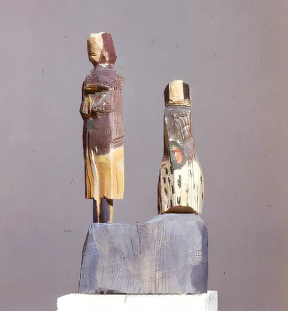 Ира и Ася, 1986, тонированное дерево, 35х28х10. Коллекция И. Затуловской. Москва