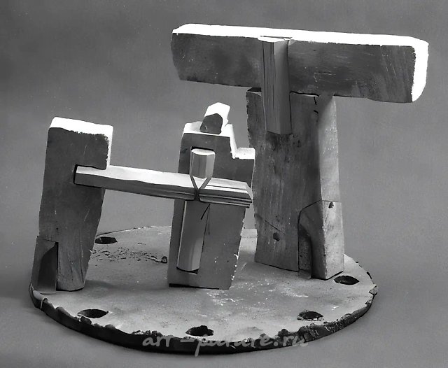 Зимний пейзаж, 1993, камень, железо, h 35